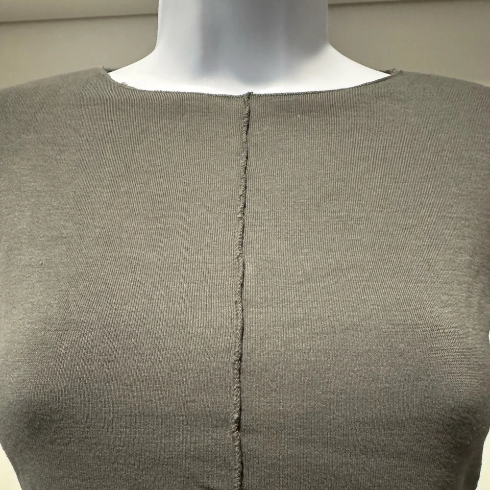 ZARA Olive Gray Long Sleeve Cropped Top Size Medium